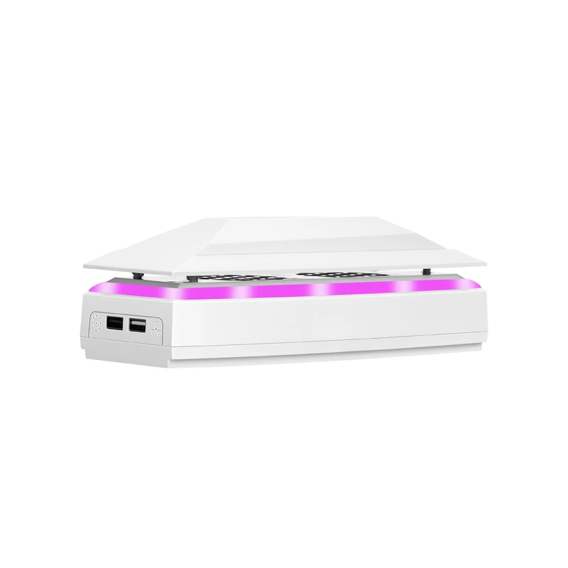 YY+USB Cooling Fan for PS5 Slim Disc/Digital Dustproof Cooler w/8 Modes Light