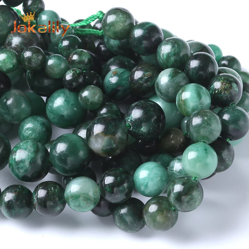 Genuine A+ Natural Green Emerald Stone Beads For Jewelry Making Round Loose Beads DIY Bracelets Necklaces Handmade 6 8 10mm 15