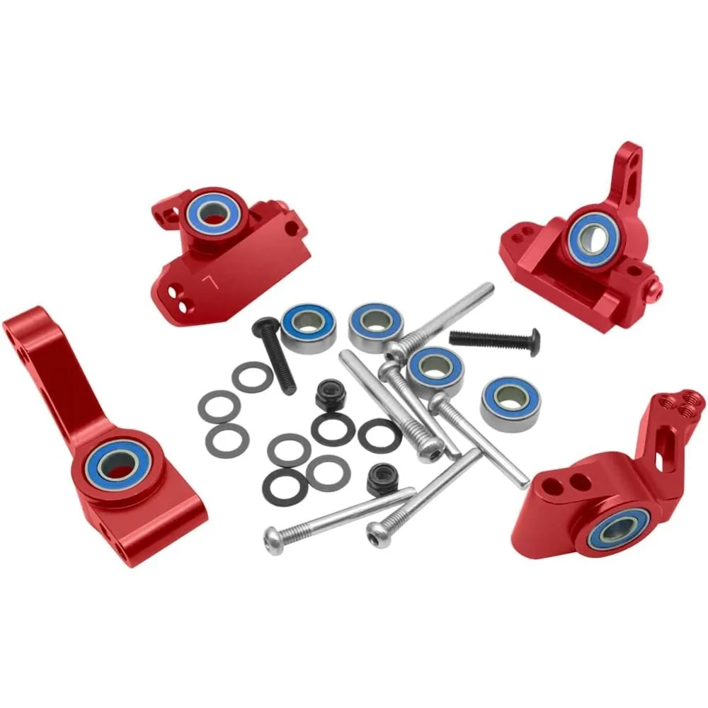 

Aluminum Front Caster & Steering Blocks, Rear Stub Axle Carriers Kit with Bearings for Traxxas 1/10 2WD Slash, Stampede, Rustler