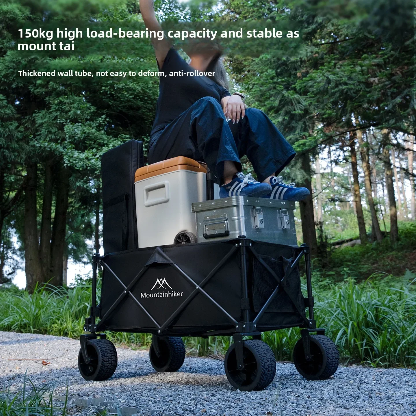 Mountain guest outdoor camping foldable camping trailer camp car picnic cart hand-pulled trolley street stall truck