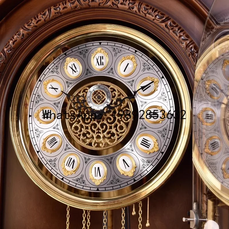 Hys american retro living room floor clock - mechanical movement, solid wood, luxury nordic style