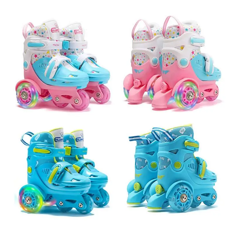 Patins à roues alignées en PU à haute élasticité pour enfants, chaussures de patinage pour enfants, taille réglable pour hommes et femmes, 28 ans