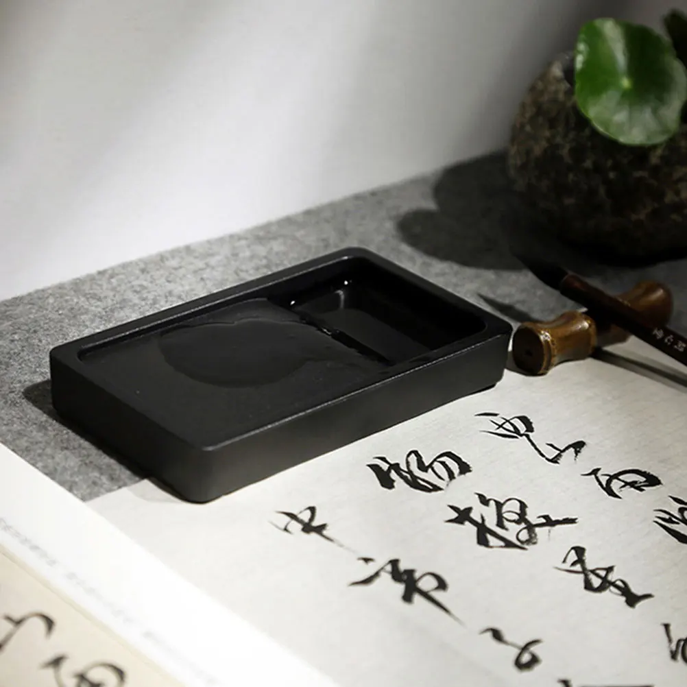 

3 Pcs Portable Inkstone Calligraphy Black Slab Wavy Practice Drawing Chinese Traditional Plastic Student Tool Accessory