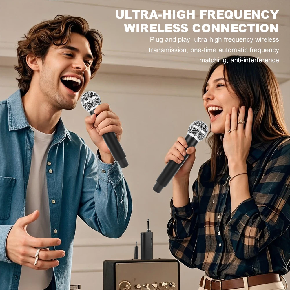 Handheld Microphone Rechargeable Karaoke Microphones with One-to-Two Chip Connection for Home KTV Speeches Churches DJs Weddings