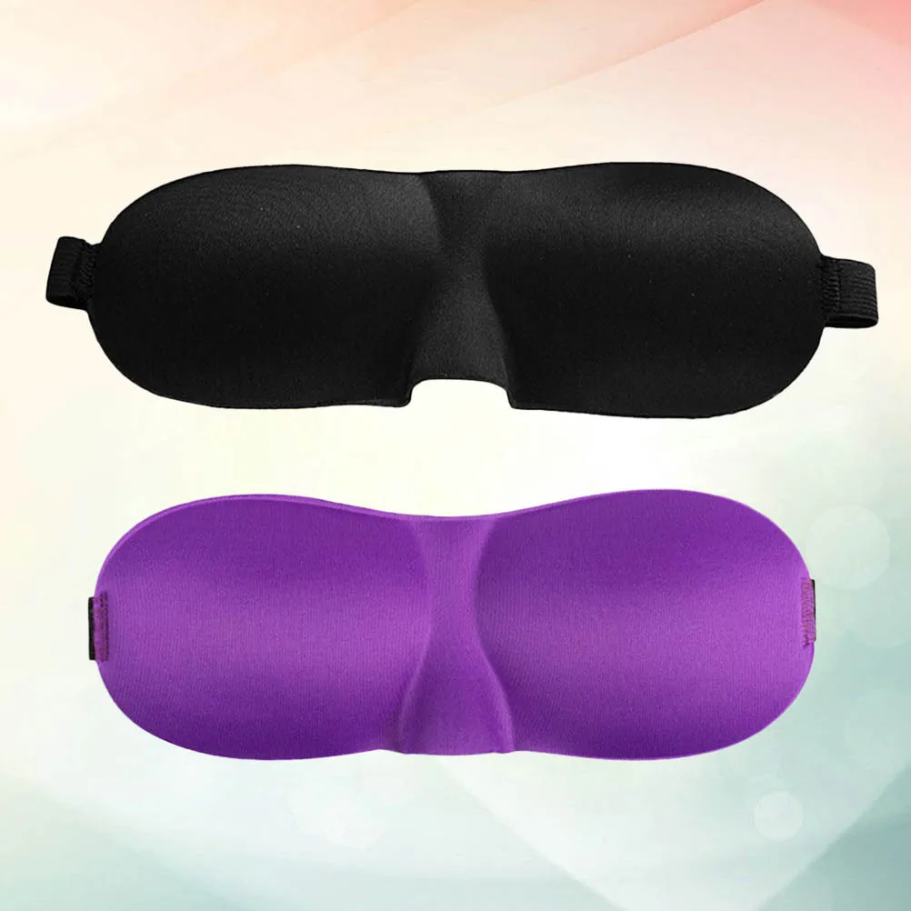 

2Pcs 3D Contoured Eye Cover Soft Breathable Material No Pressure on Eyes for Sleeping Travel Work Naps Purple Black