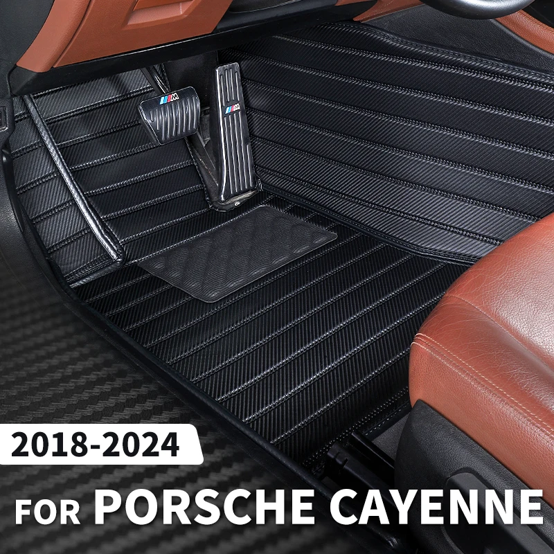 

Напольные коврики из углеродного волокна на заказ для Porsche Cayenne 2018-2024 19 20 21 22 23 фута, коврик, аксессуары для интерьера автомобиля