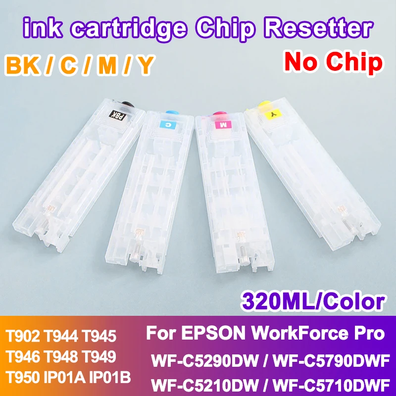 

T945 T944 T946 T948 T902 Запасной картридж без чипа для Epson WF-C5290 WF-C5790 WF-C5210 WF-C5710 C5210 C5390 C5790 C5710