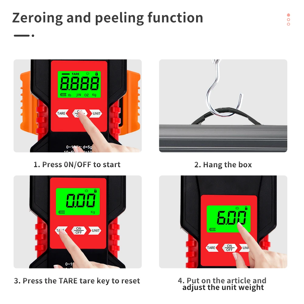 50kg/5g przenośna waga z hakiem do zawieszania waga elektroniczna z podświetleniem wodoodporna waga rybna z 150cm wysuwana taśma miernicza