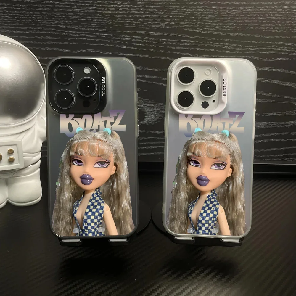 1pc Bratz Doll Phone Case IMD Color Silver Shell For IPhone 16 15 14 13 12 11 Pro Max Plus