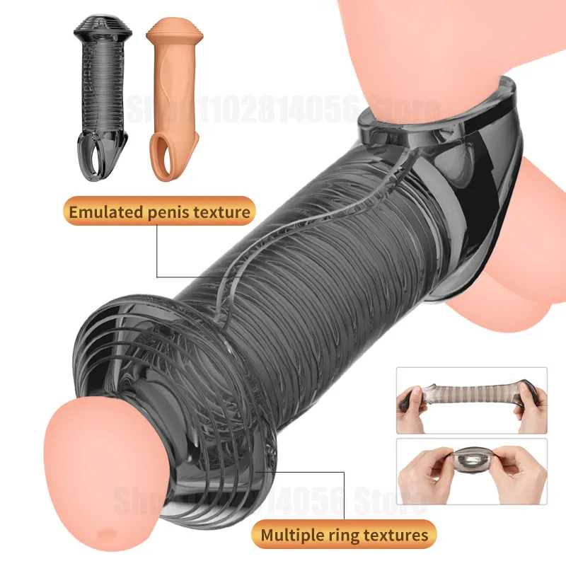 Enlargement Glans Cock Sleeve Male Foreskin Corrector Resistance Ring Delay Ejaculation Penis Ring Sex Toy 18 Men Penis Extender