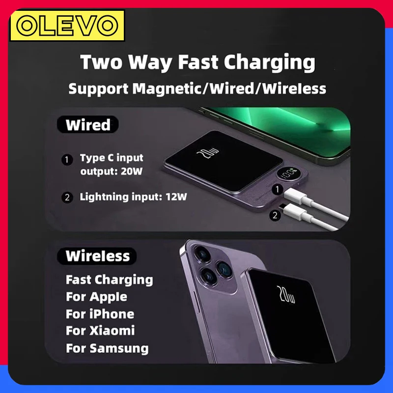 10000mAh سبيكة Macsafe قوة البنك المغناطيسي اللاسلكي شاحن سريع آيفون 17 16 15 14 13 12 11 Xiaomi هواوي سامسونج Powerbank #3