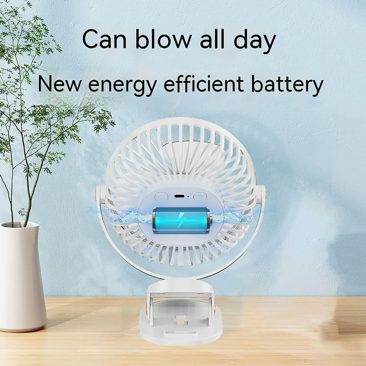 USB-Portable Clip on Fan with 5-Speed Digital Display, ° , Quiet Personal Cooling Small Table Fan, Battery Operated for  Office