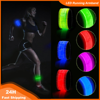 Night Running Armband Reflective LED Light Up Band with Battery High Visibility Safety Gear for Runners Men Women Kids