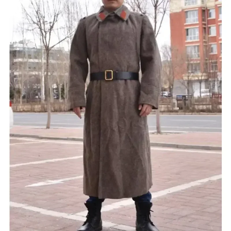 Soviet Union Woollen Overcoat Vintage Military Coat Men Brown Winter Thick