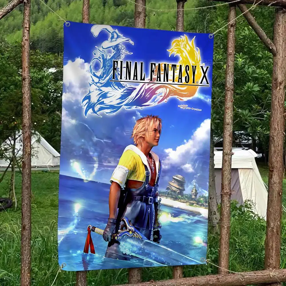 F-Final Fantasy Game High End Quality Banner Printing Artistic Atmosphere Style Camping Flag