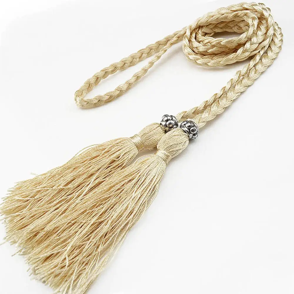

Decorated Women Dress Tassle Bow Woven Rope Tassles Belts Waist Chain Braided Belts Waist Rope