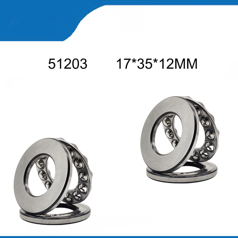 

51203 High Quality Pratical Plane Thrust Bearings Metal Axial Ball Bearing（2/4PCS) 51203 (17*35*12MM) 3Part Series (ABEC-1)