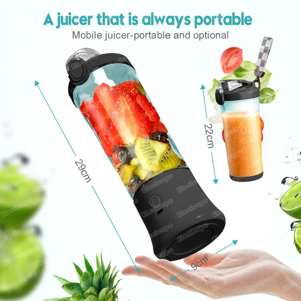 Eleccopo 240W przenośny blender do smoothie usb do wielokrotnego ładowania mini mikser sokowirówka elektryczna sokowirówka koktajli bez BPA