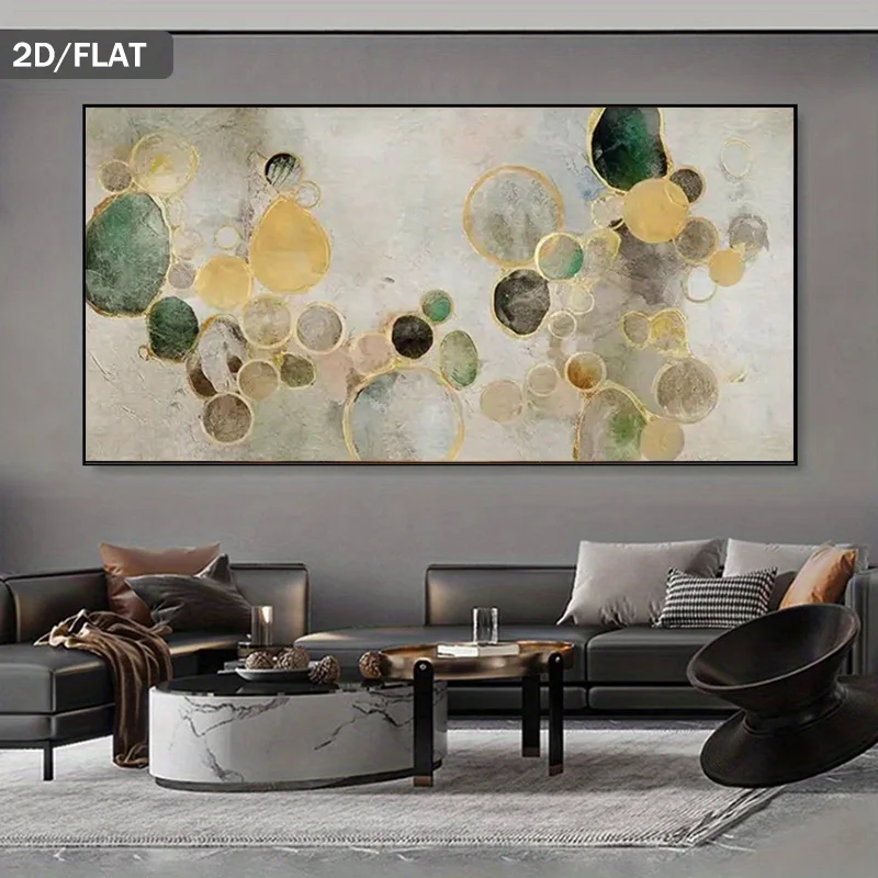 

1pc Wall Art Canvas Painting Modern Abstract Circles, Minimalist Artwork Suitable for Living Room Frameless, 2D Flat Poster