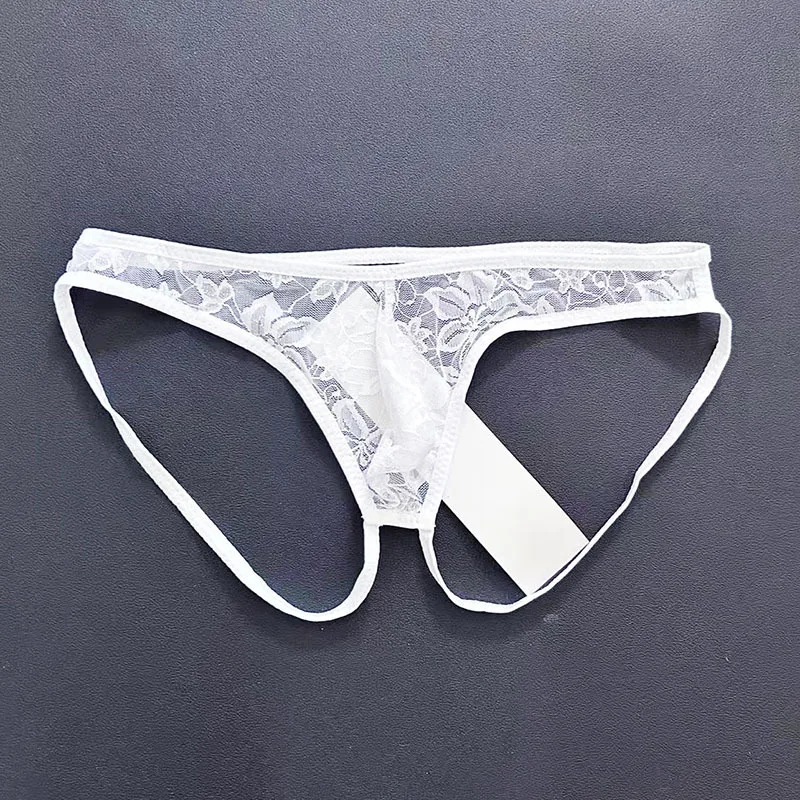 جديد الرجال الدانتيل المطبوعة شفافة U محدب حلقة مزدوجة الملابس الداخلية السراويل منخفضة الارتفاع سراويل داخلية السروال الصلبة الذكور ملخصات #4