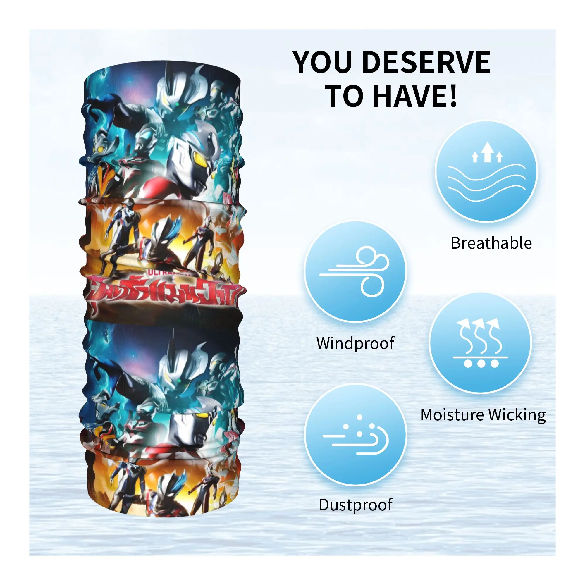 Custom Ultraman Japan Comic Bandana Winter Neck Warmer Men Windproof Wrap Face Scarf for Ski Manga Gaiter Headband view 4