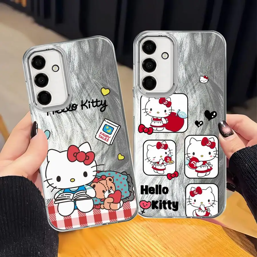 حافظة هالو كيتي اللطيفة لهاتف سامسونج جالاكسي A24 A33 A34 A13 A14 A35 A36 A15 A16 A26 A21s A23 A55 A51 A52 غلاف ناعم أسود