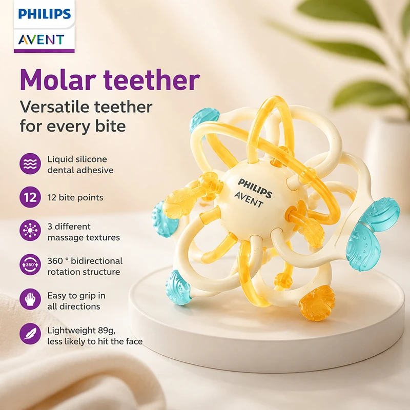 Avent Baby Teething Gel High-temperature Resistant Liquid Silicone Pacifier Spherical Bidirectional Rotating Molar Pacifier