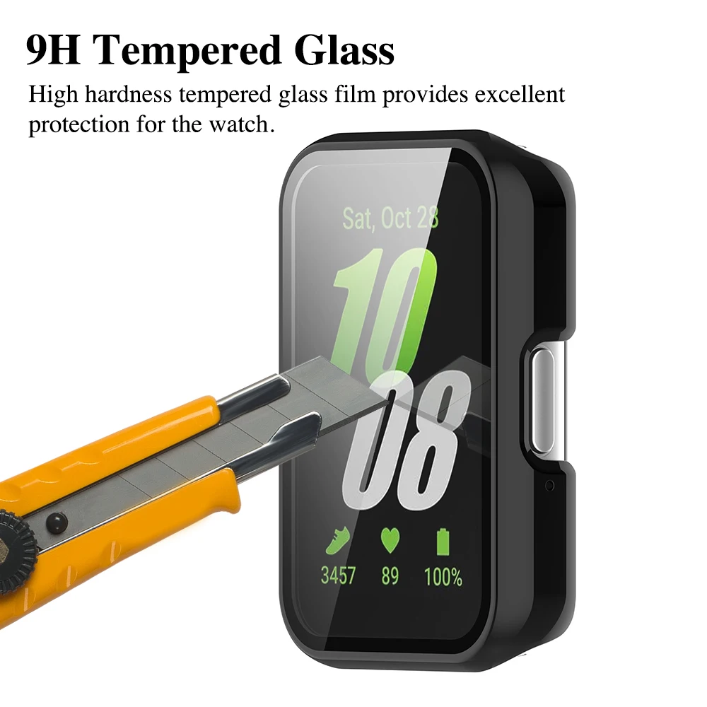 Glass+Case for Samsung Galaxy Fit 3 Tempered Glass Screen Protector & Hard PC Protective Bumper for Galaxy Fit3 Accessories