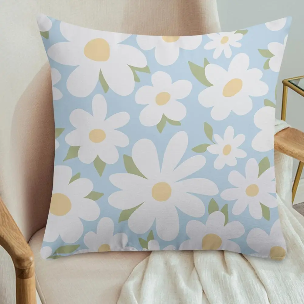 Home Decor Pillow Cover Flower Printed Cushion Cover with Exquisite Pattern Durable Easy to Clean Sofa Pillowslip for Home