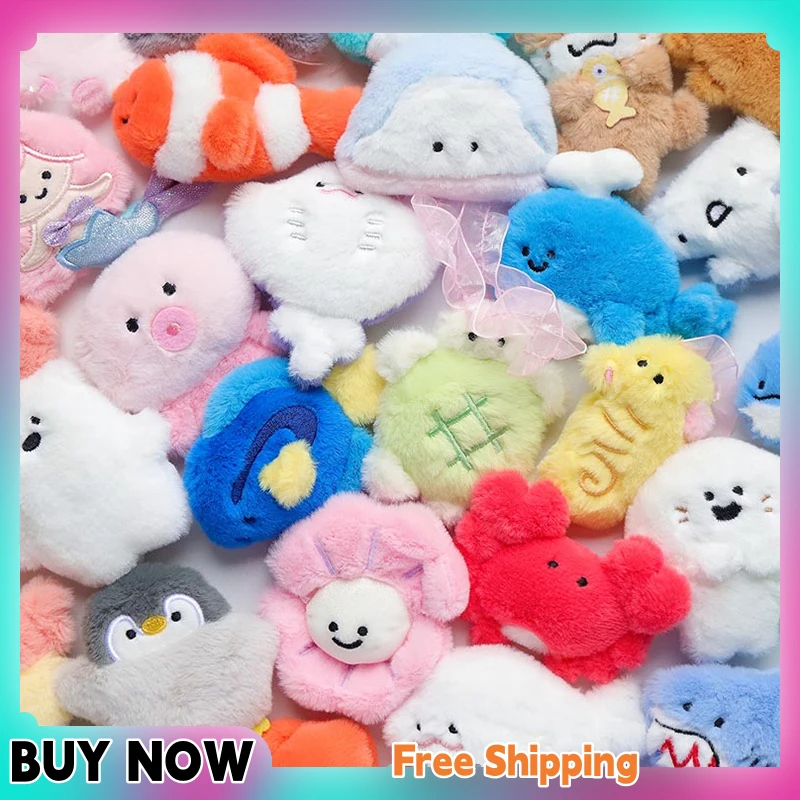 

30pcs/box Original Small Aquarium Marine Animal Plush Refrigerator Sticker Blind Box Cute Magnetic Sticker Kawaii Plushies Toy