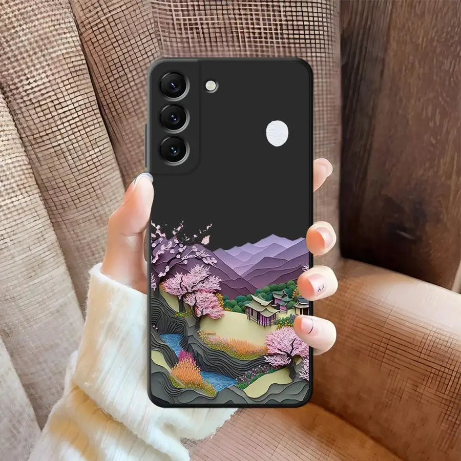 Letni Niebo Czarny Miękki Pokrowiec na Telefon Samsung Galaxy A25 A71 A26 A72 A41 A36 A32 A35 A24 A55 A22 A52 A23 A53 A51