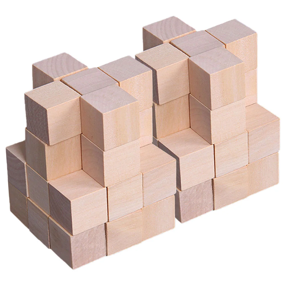 

250 Pcs Square Wooden Block Cubes Building Blocks Architecture Pine Unfinished Blank