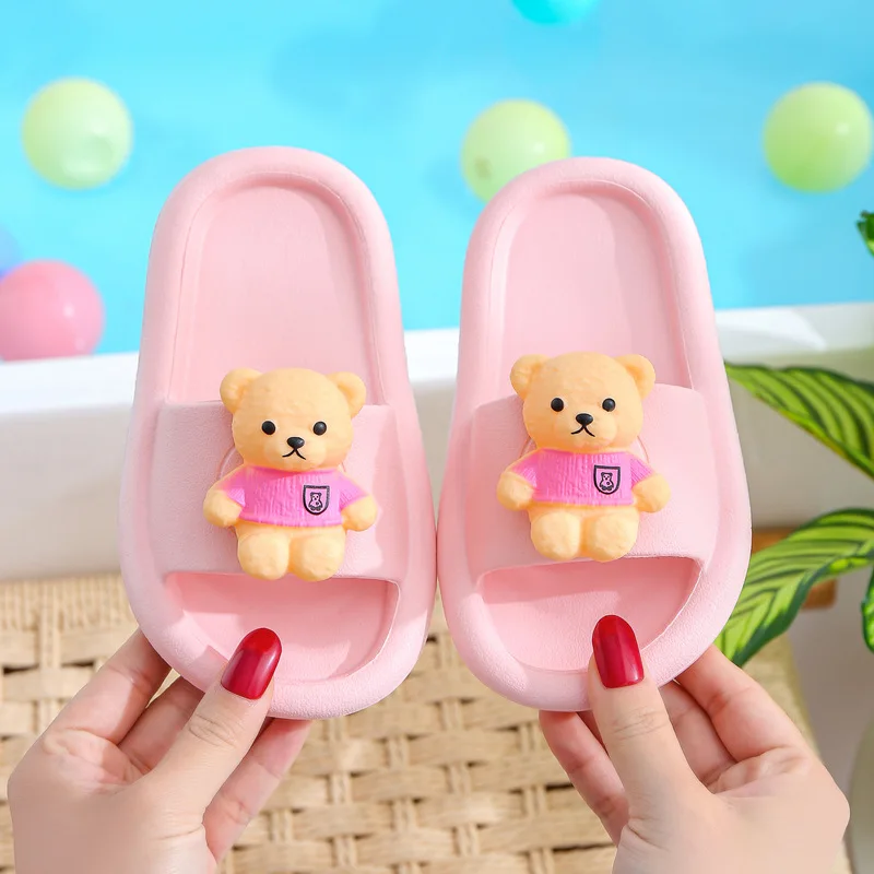 

Summer New Children's Slippers Cute Cartoon Bear Pattern Non-slip Comfortable Breathable Boys Girls Soft Home Slippers Shoes Kid