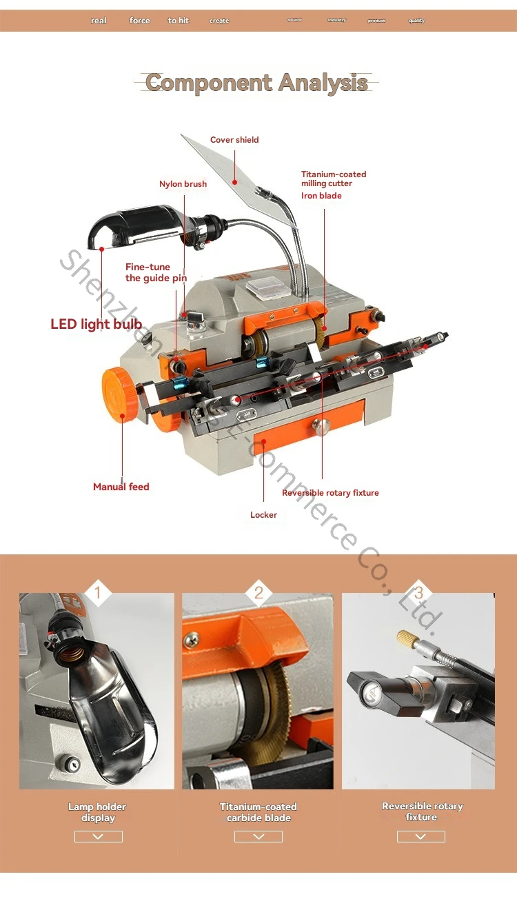 Double Knife Key Machine with Key Duplicating Multifunctional Manual Key Precision Milling Horizontal