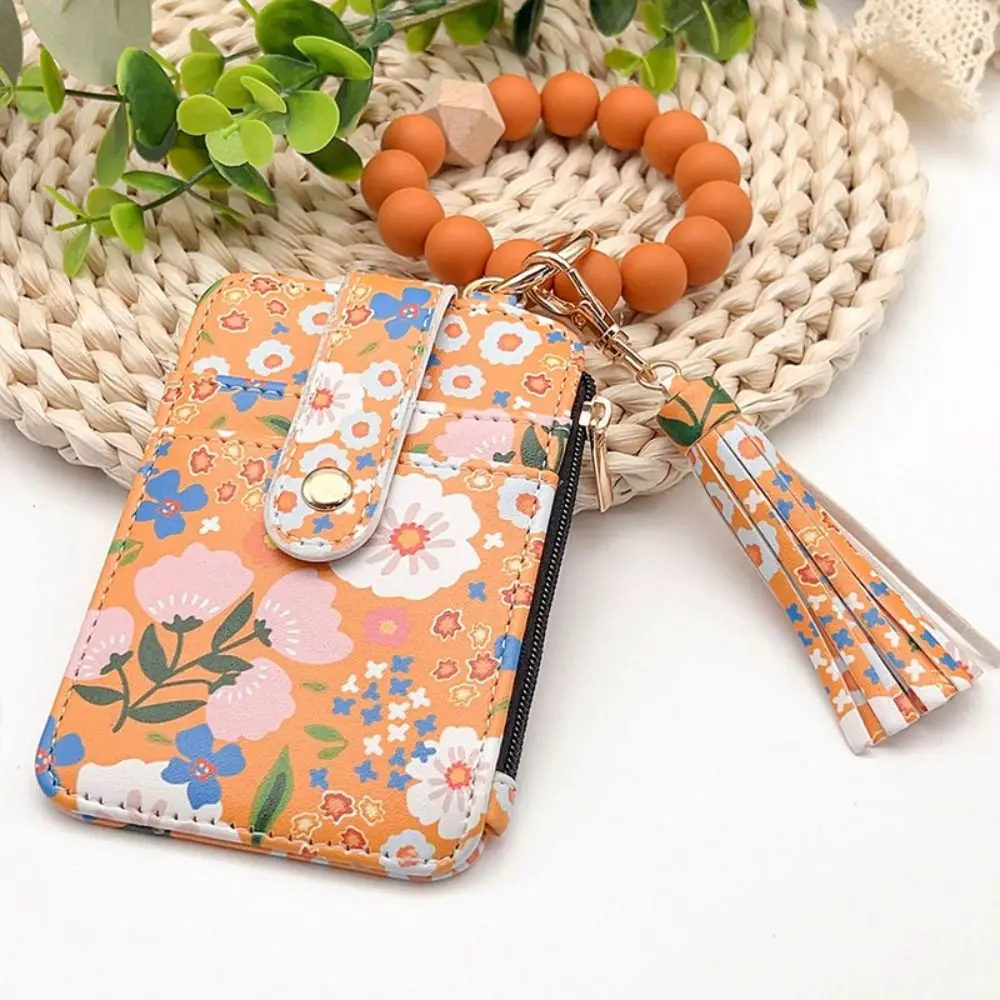 Кошелек из искусственной кожи в стиле бохо с бисером, брелок, многофункциональный портативный брелок с кисточками, кошелек с цветочным узором