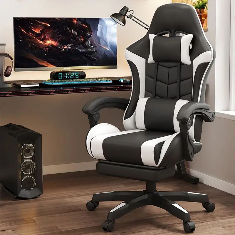 Ergonomischer Schreibtischstuhl mit Rückenlehne, verstellbare Lordosenstütze und Kopfstütze, drehbarer Chefsessel für Heimbüro- und Spielzimmermöbel