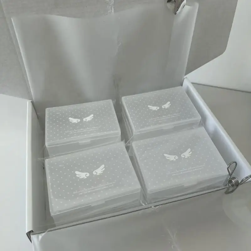 1Pcs Frosted Casual Korean Photocard Storage Box Star Polka Dot Wings Desktop Dustproof Case For Stickers Holder