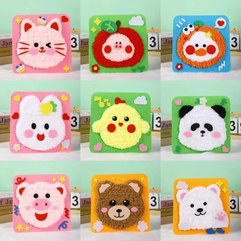 Sewing Needle and Thread Painting DIY Embroidery Doll Set Stuffed Animal with Sticker Educational Children's Toy