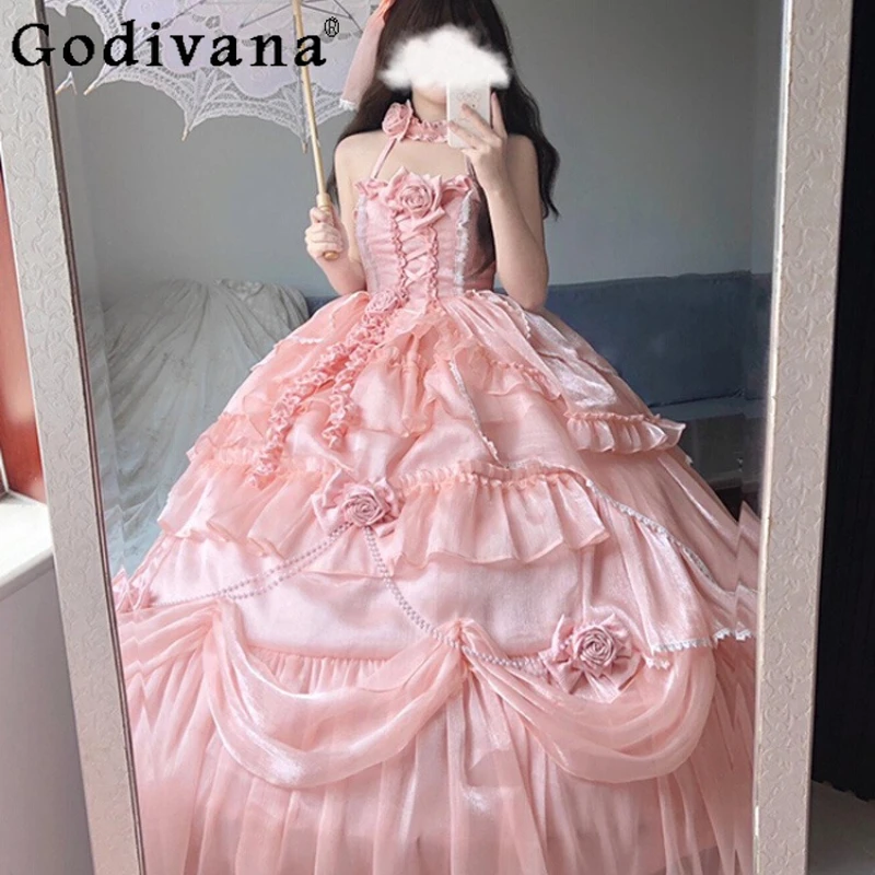 الوردي لوليتا فستان الزفاف المرأة الجديدة الراقية ثوب مسائي فستان يوم الطالب حفل الكبار لوليتا الأميرة فستان حلو