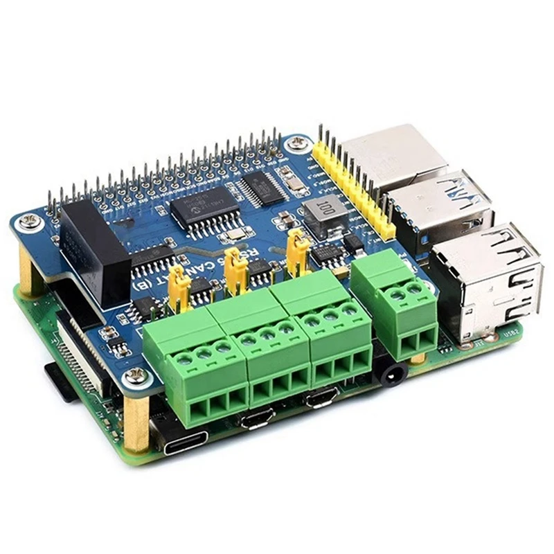 For Raspberry Pi 4B Isolated Dual Rs485 Can Interface Expansion Board Gigabit Ethernet Power Isolation Protection Durable