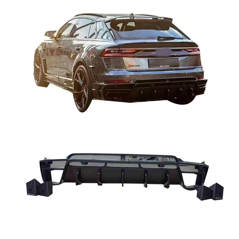 High Quality Carbon Material Diffuser with Exhaust Tips Performance Rear Bumper Lip Diffuser for AUDI RSQ8 Perfect Fitment