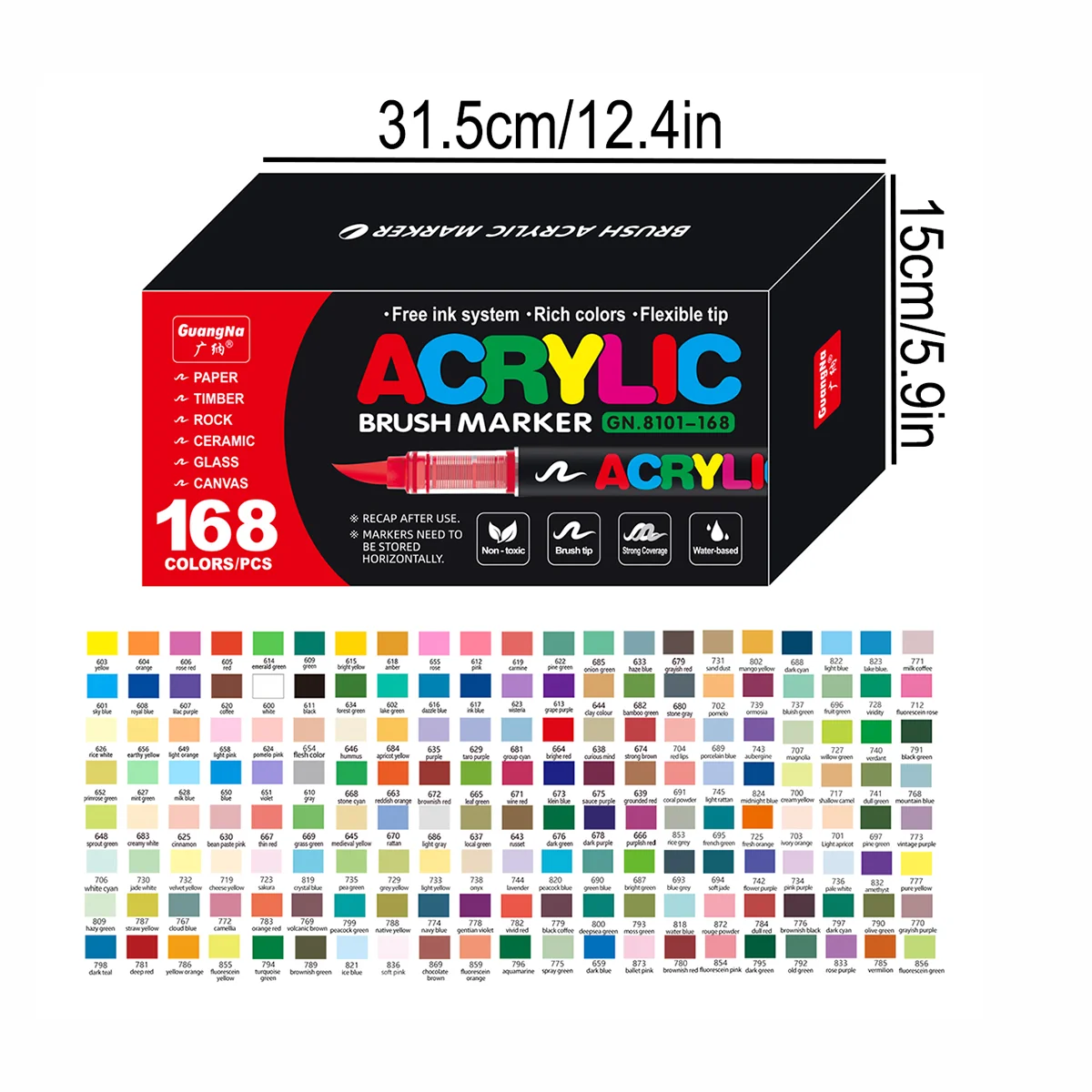 12-288 kleuren/doos Markeerset met kerstthema - Zachte punt Rechte vloeibare acrylstiften voor doe-het-zelf-vakantie Doodle Art Painting