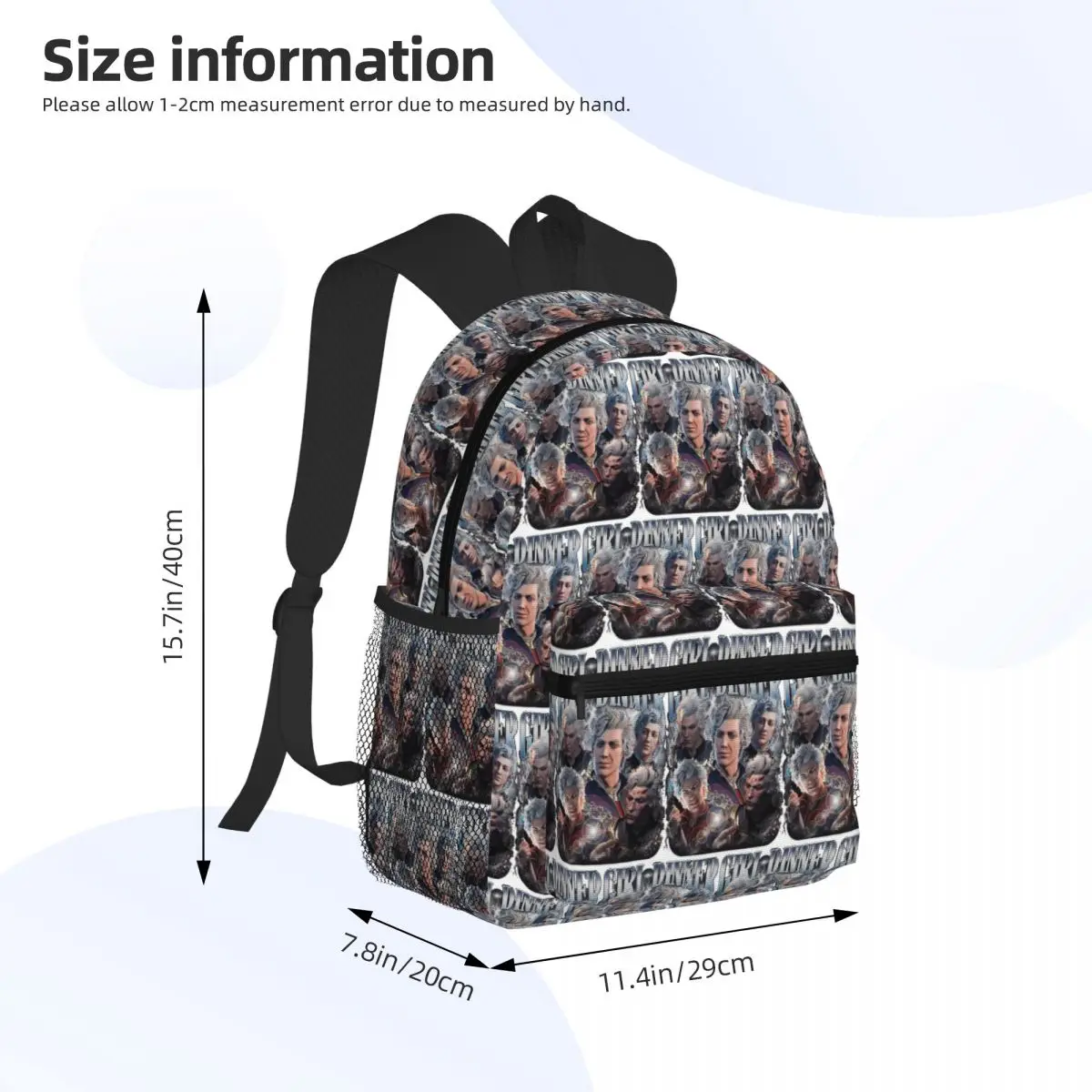 Baldur's Gate 3 Astarion Vampire Character Student Backpack School Bag Hiking Travel Daypack for Boys Girl Bookbag Shoulder Bags