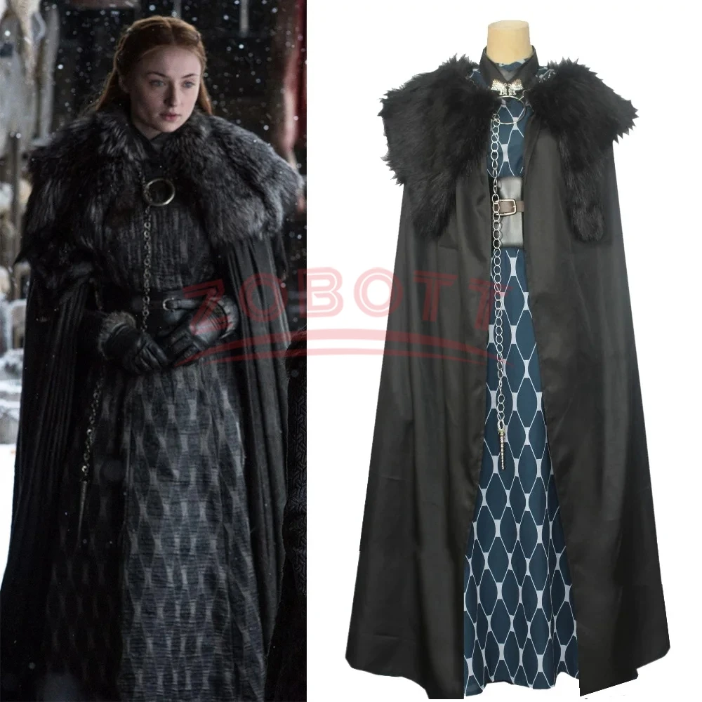 

Sansa Stark cosplay Costume Full set Adult Women's Winter outfits fur collar cape Lady Dress Costume Halloween Carnival Cosplay