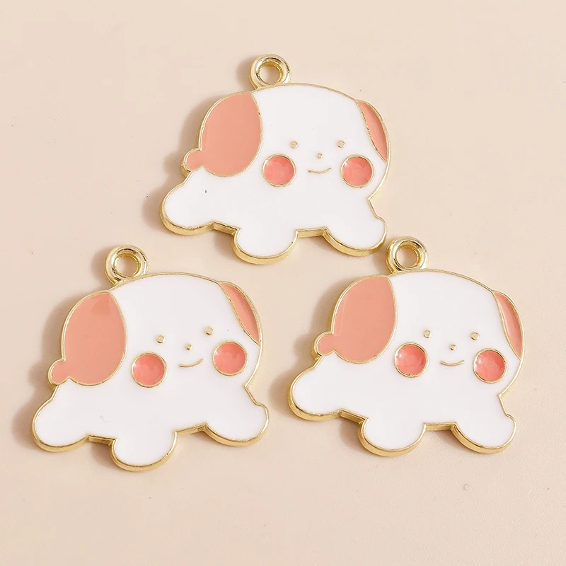 20 قطعة 22x21 مللي متر الكرتون الحيوان جرو السحر المينا الكلب Charms المعلقات لصنع المجوهرات القلائد أقراط Crafts بها بنفسك الحرف لوازم