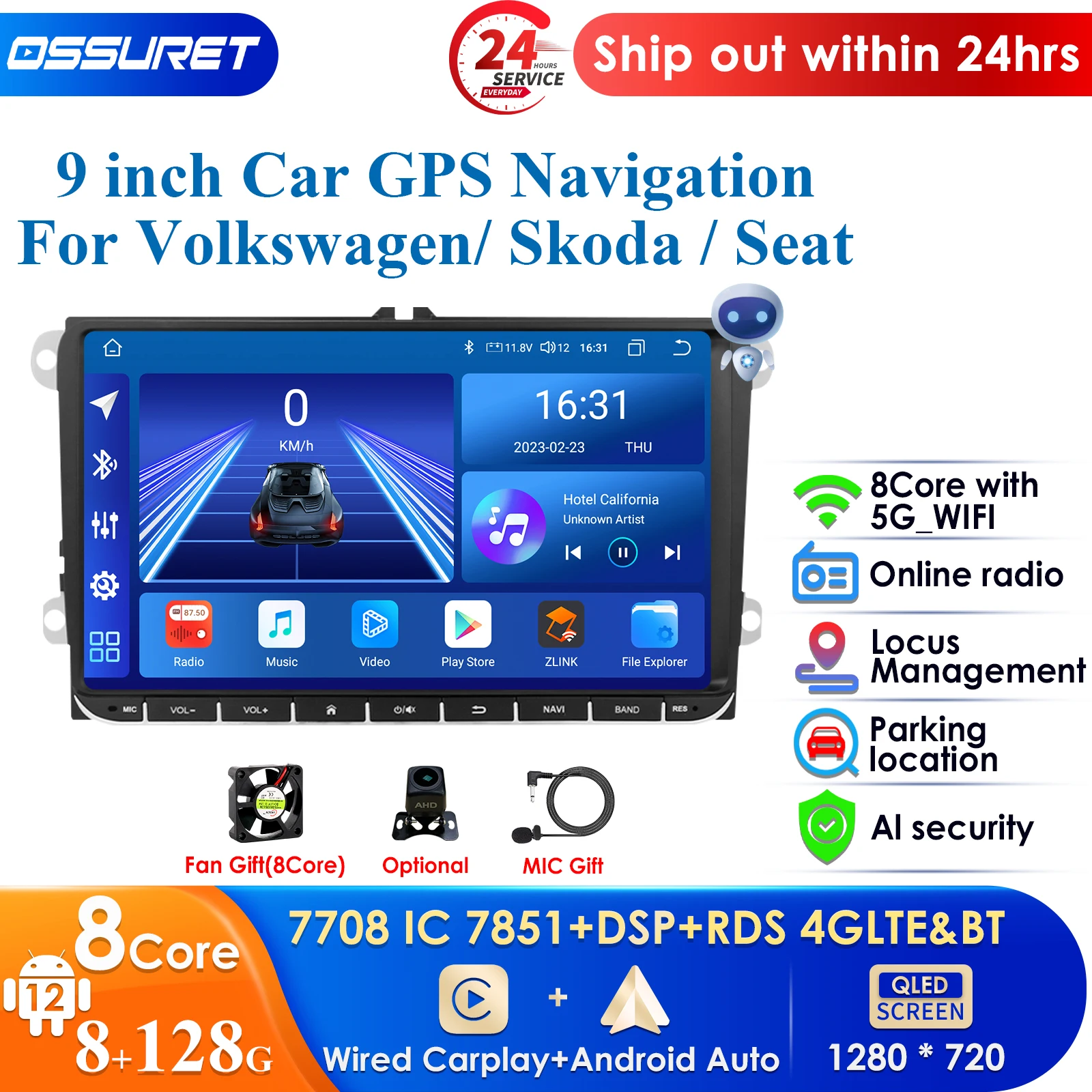 

8+128G DSP Radio 2din Car Multimedia GPS for VW Passat B6 T5 B7 B8 Golf 5 6 Caddy POLO T5 Touran Android Auto Carplay DAB RDS BT