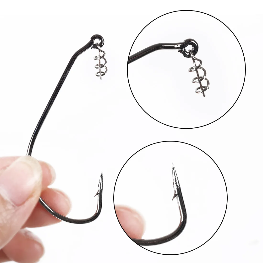 FTK 10Pcs Wide Gap Offset Bass Barbed Carp Fishing Hook Swimbait Fishing Hook Soft Bait Shad Worm Accessories Sea Freshwater