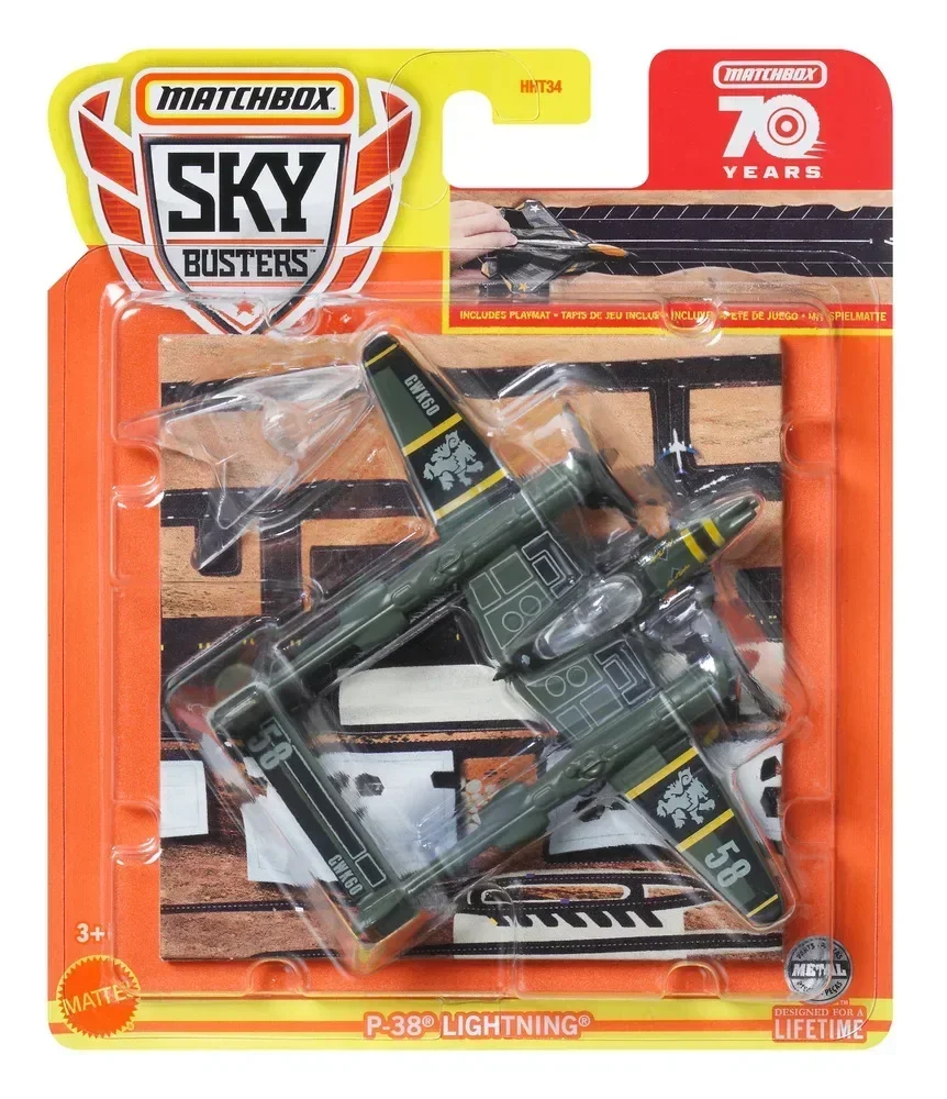 Matchbox-Modèle de véhicule de pluie Sky Buster MBX moulé sous pression, avion cascadeur, Space X, P38, jouets de voiture d\'origine, cadeau de