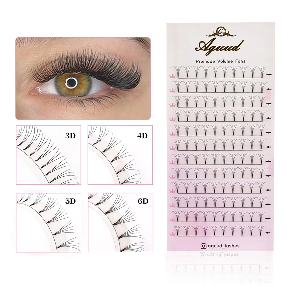 AGUUD Wimpers Lange Steel Pre made Lash Tray 0.07 0.10mm 3D 4D 5D 6D Korte Steel Premade Fan Wimper Extension Russische Volume Make-up