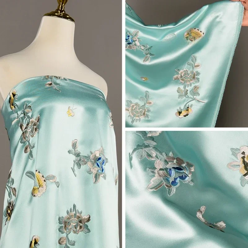 

Жаккардовая вышивка, шелковая ткань с уксусной кислотой, платье Cheongsam, дизайнерская одежда, оптовая продажа, ткань «сделай сам», шитье полуметровый материал